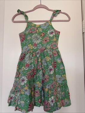 GAP Green Floral Ruffle-Shoulder Sundress